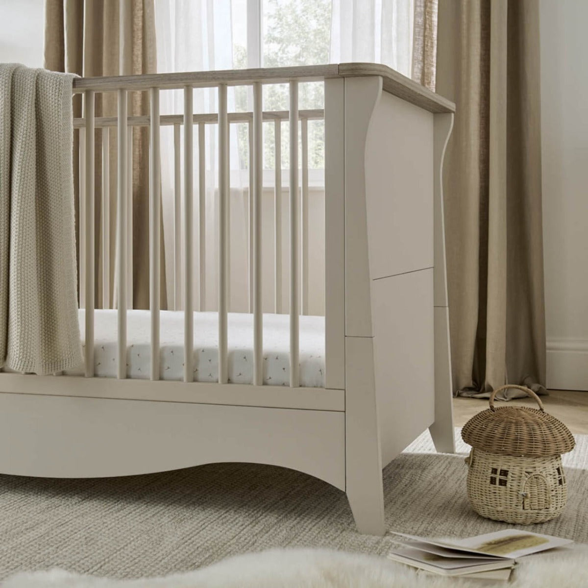 CuddleCo Clara 3 Piece Nursery Furniture Set (Cot Bed, Dresser & Wardrobe) - Cashmere and Ash 4