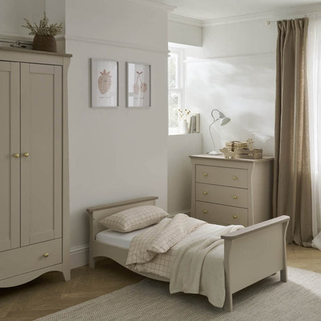 CuddleCo Clara 3 Piece Nursery Furniture Set (Cot Bed, Dresser & Wardrobe) - Cashmere and Ash 5