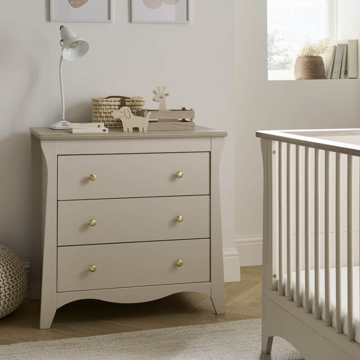 CuddleCo Clara 3 Piece Nursery Furniture Set (Cot Bed, Dresser & Wardrobe) - Cashmere and Ash 21
