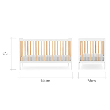 CuddleCo Nola Cot Bed - White and Natural 2