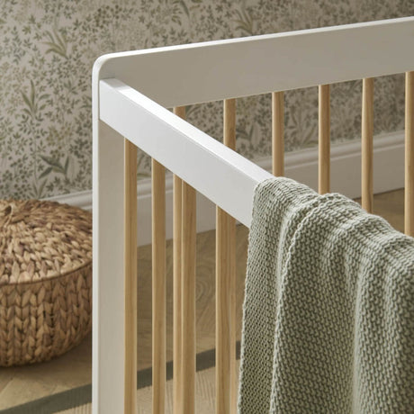 CuddleCo Nola Cot Bed - White and Natural 3