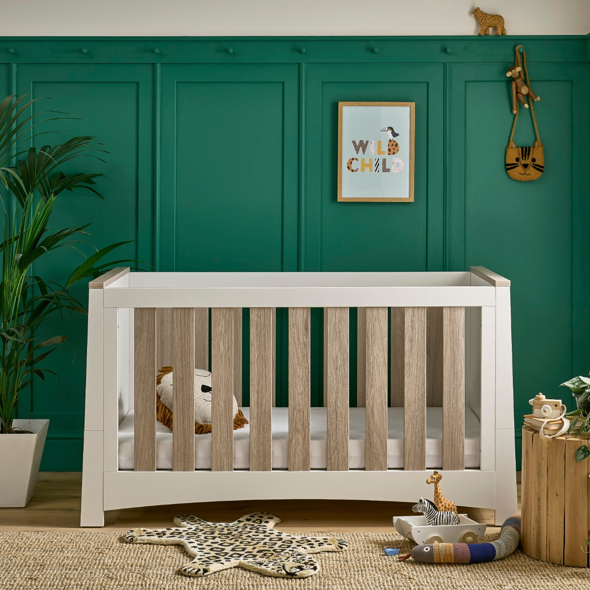 CuddleCo Ada Cot Bed – White and Ash 1