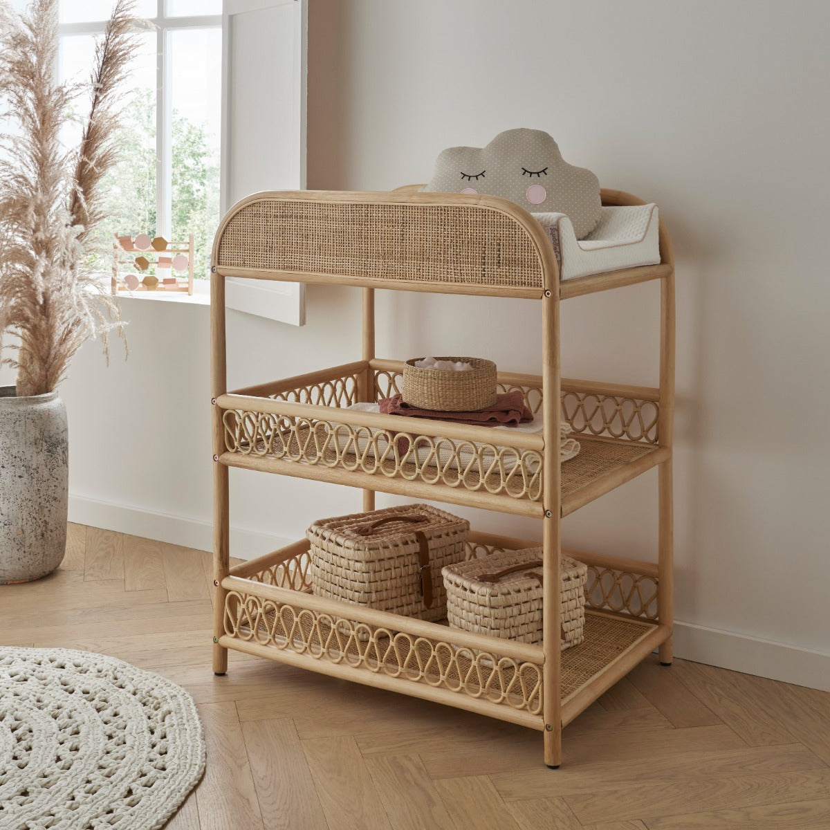 CuddleCo Aria 3 Piece Set With Crib, Changer & Clothes Rail - Rattan 8