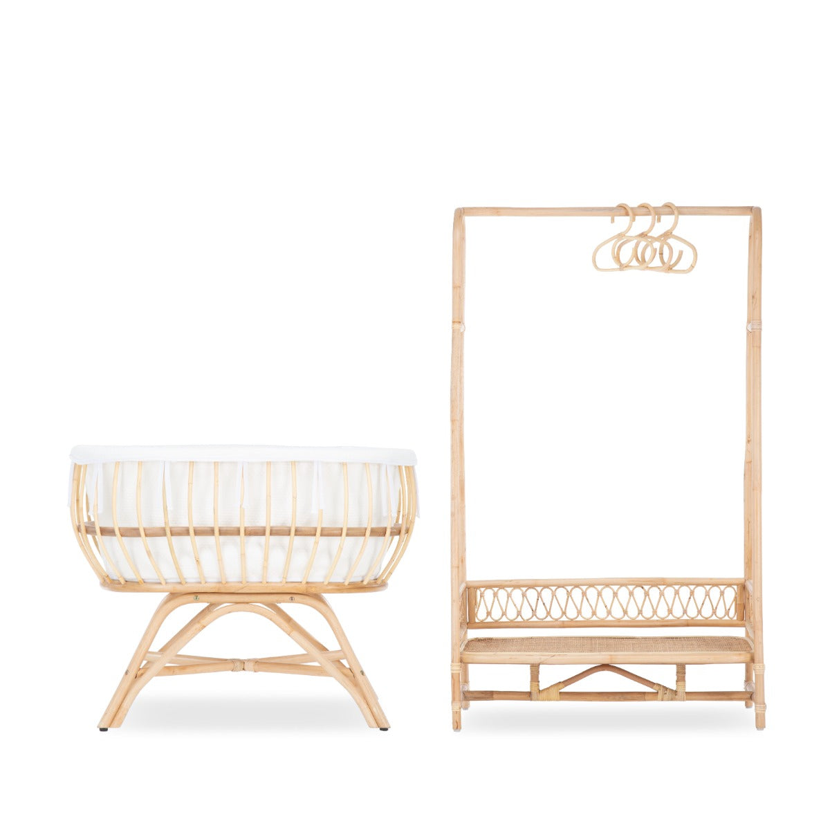 CuddleCo Aria 2 Piece Set With Crib & Clothes Rail - Rattan 3