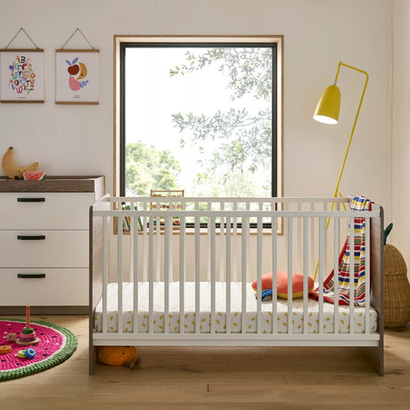 CuddleCo Enzo Cot Bed - Oak and White 1