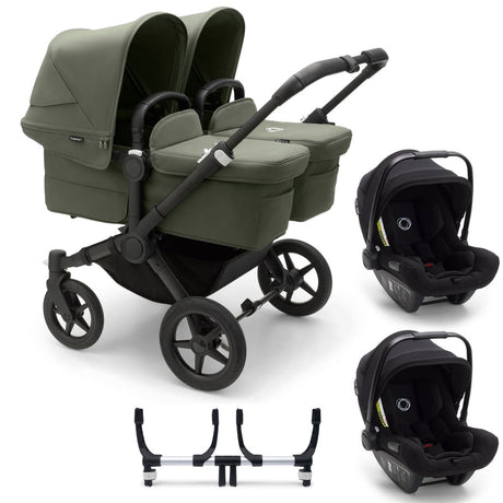 Bugaboo Donkey 5 Twin with Turtle Air Travel System - Black/Forest Green 1