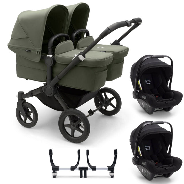 Bugaboo Donkey 5 Twin with Turtle Air Travel System - Black/Forest Green 1