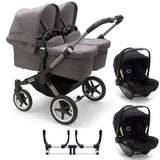 Bugaboo Donkey 5 Twin with Turtle Air Travel System - Graphite/Grey Melange 1