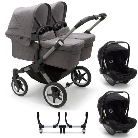 Bugaboo Donkey 5 Twin with Turtle Air Travel System - Graphite/Grey Melange 1