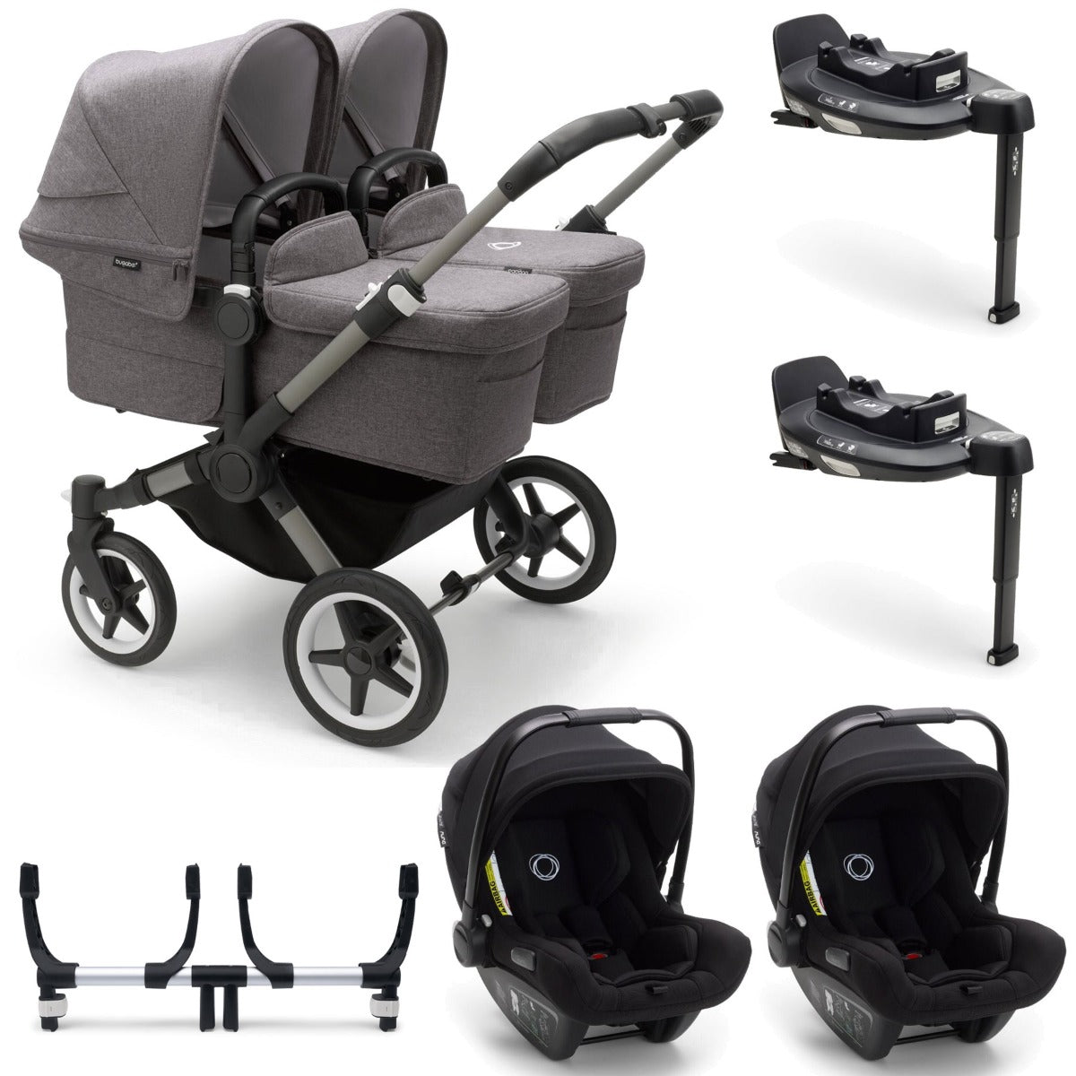 Bugaboo Donkey 5 Twin with Turtle Air Travel System - Graphite/Grey Melange 7