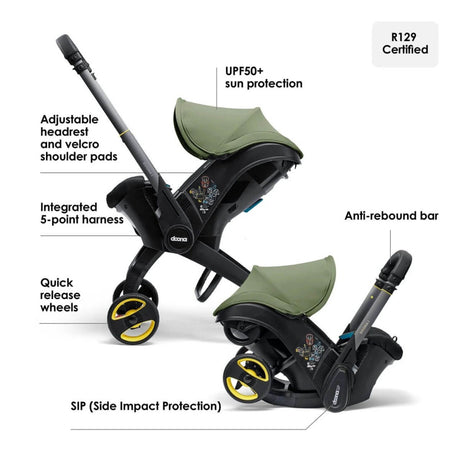 Doona i Infant Car Seat Stroller + IsoFix Base - Desert Green 2