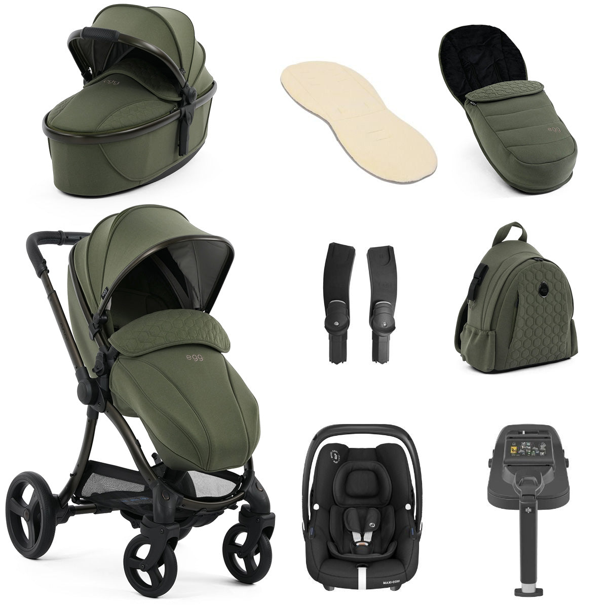 Egg 3 Luxury Maxi-Cosi Cabriofix i-Size Travel System Bundle - Sage