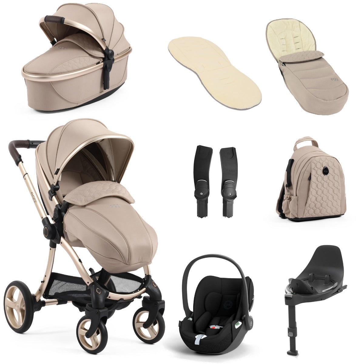 cybex cloud travel bag Egg 3 Luxury Cybex Cloud T i-Size Travel System Bundle - Feather