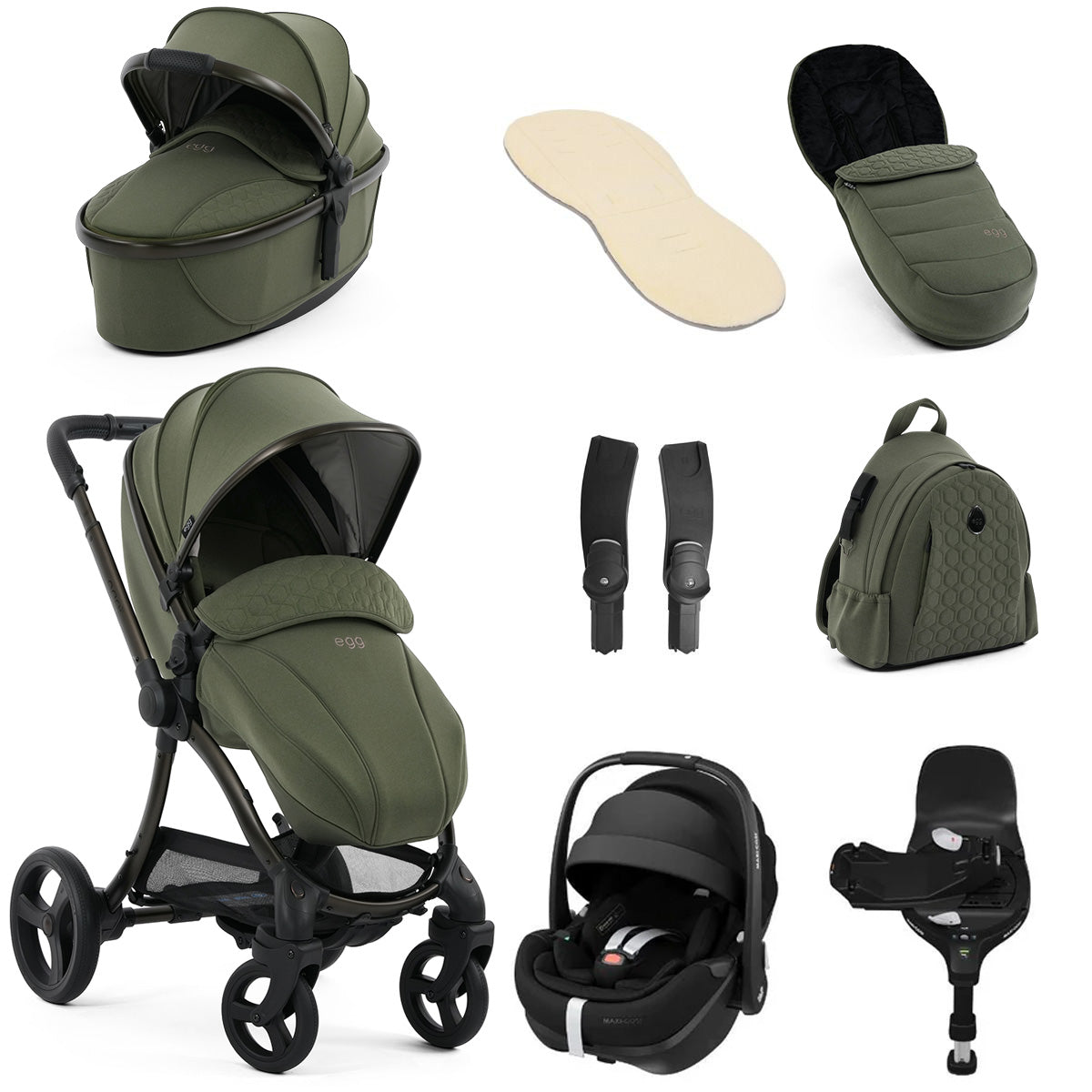 Egg 3 Luxury Maxi-Cosi Pebble 360 Pro2 i-Size Travel System Bundle - Sage