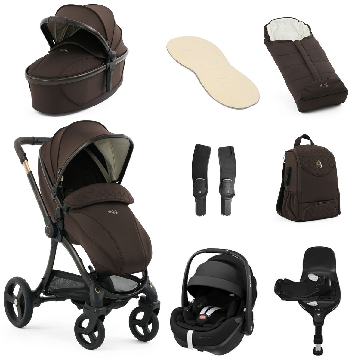 Egg 3 Luxury Maxi-Cosi Pebble 360 Pro2 i-Size Special Edition Travel System Bundle - Turkish Coffee