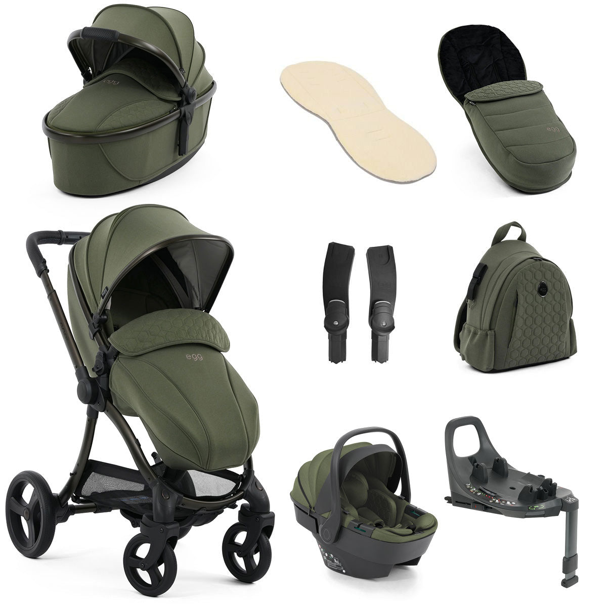 Egg 3 Luxury Shell 360 Travel System Bundle - Sage