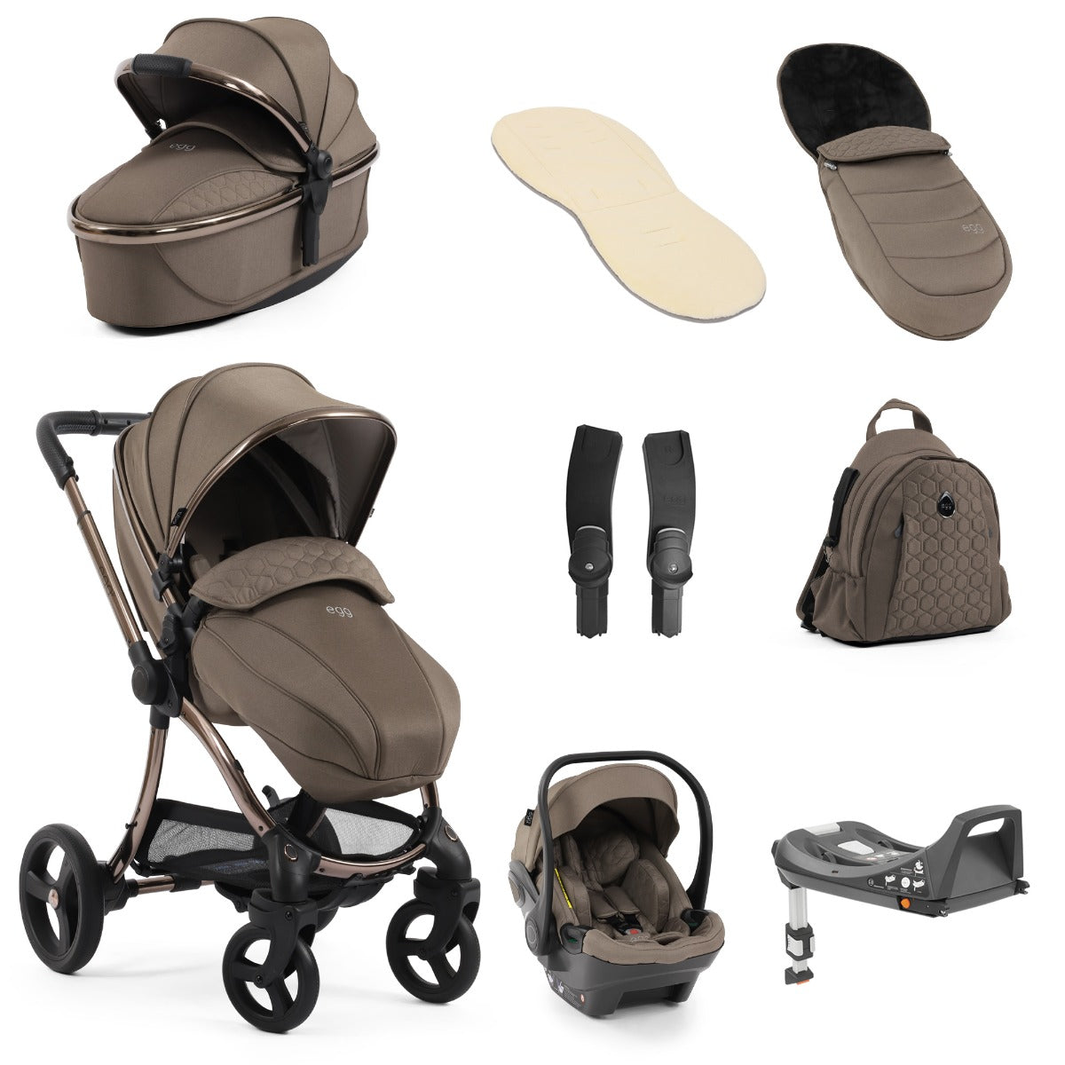 egg travel stroller Egg 3 Luxury Shell i-Size Travel System Bundle - Mink