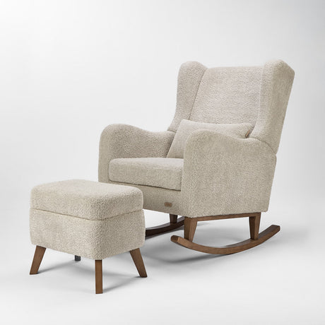 Tutti Bambini Harper Wingback Rocking Chair & Footstool - Mushroom