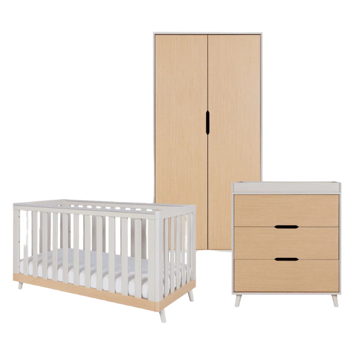 Tutti Bambini Hygge 3 Piece Room Set - Light Oak/White Sand