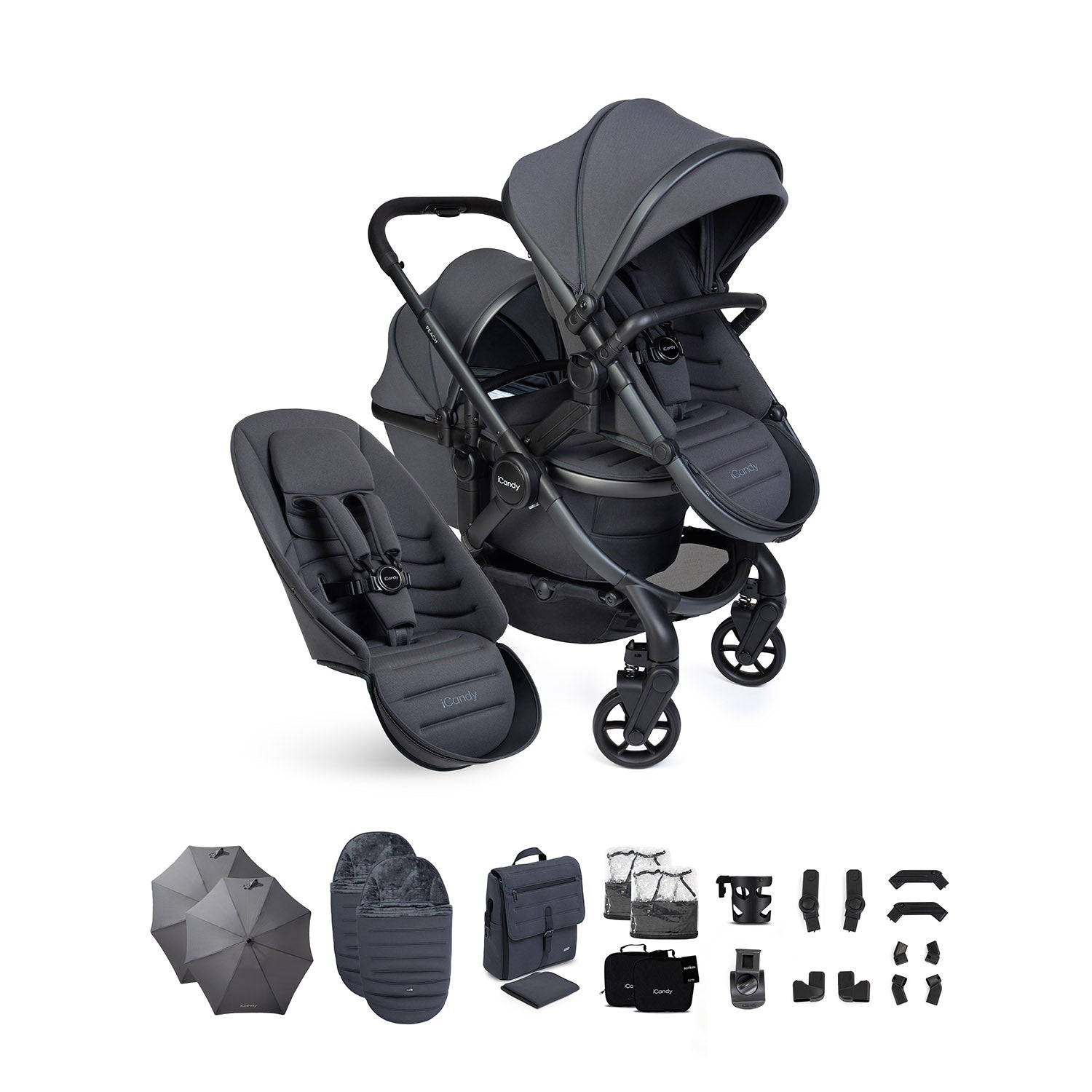 iCandy Peach 8 Double Complete Accessory Bundle - Grey