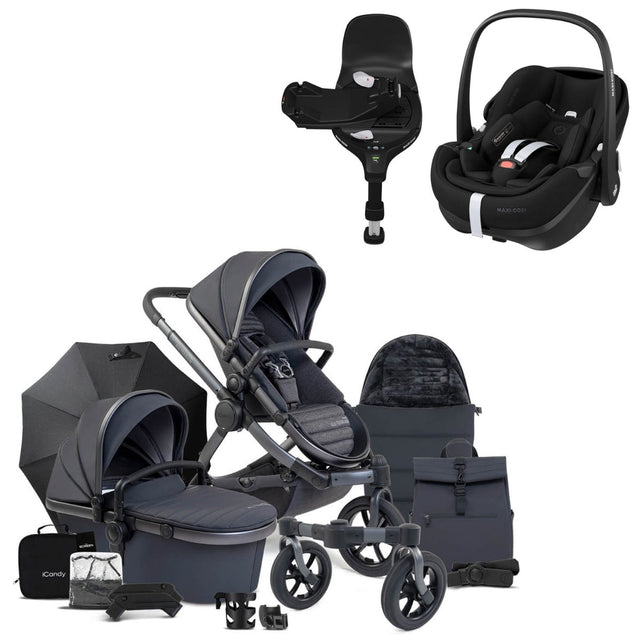 iCandy Peach 7 All-Terrain Complete Travel System with Maxi-Cosi Pebble 360 Pro2 & Base - Nimbus/Storm 1