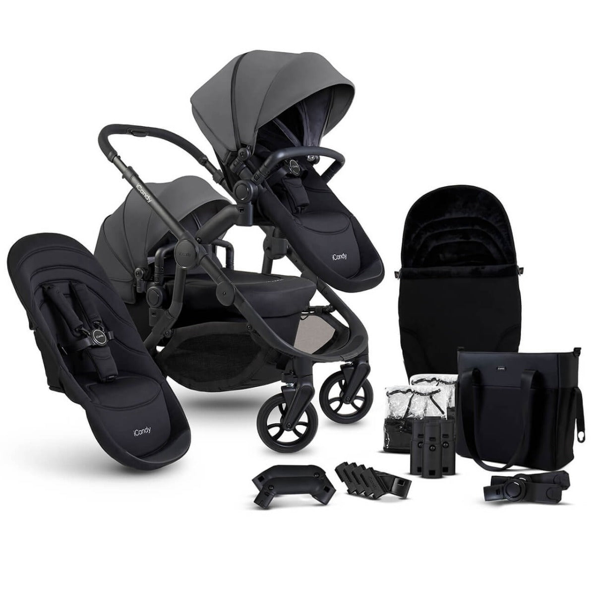 iCandy Orange 4 Double Pushchair with Complete Accessory Bundle - Fossil 1