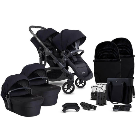 iCandy Orange 4 Twin Pushchair with Complete Accessory Bundle - Black Edition 1