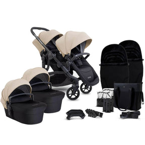 iCandy Orange 4 Twin Pushchair with Complete Accessory Bundle - Latte 1