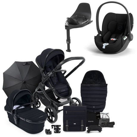 iCandy Peach 7 Travel System Bundle with Cybex Cloud T iSize Car Seat & Base - Black Edition 1