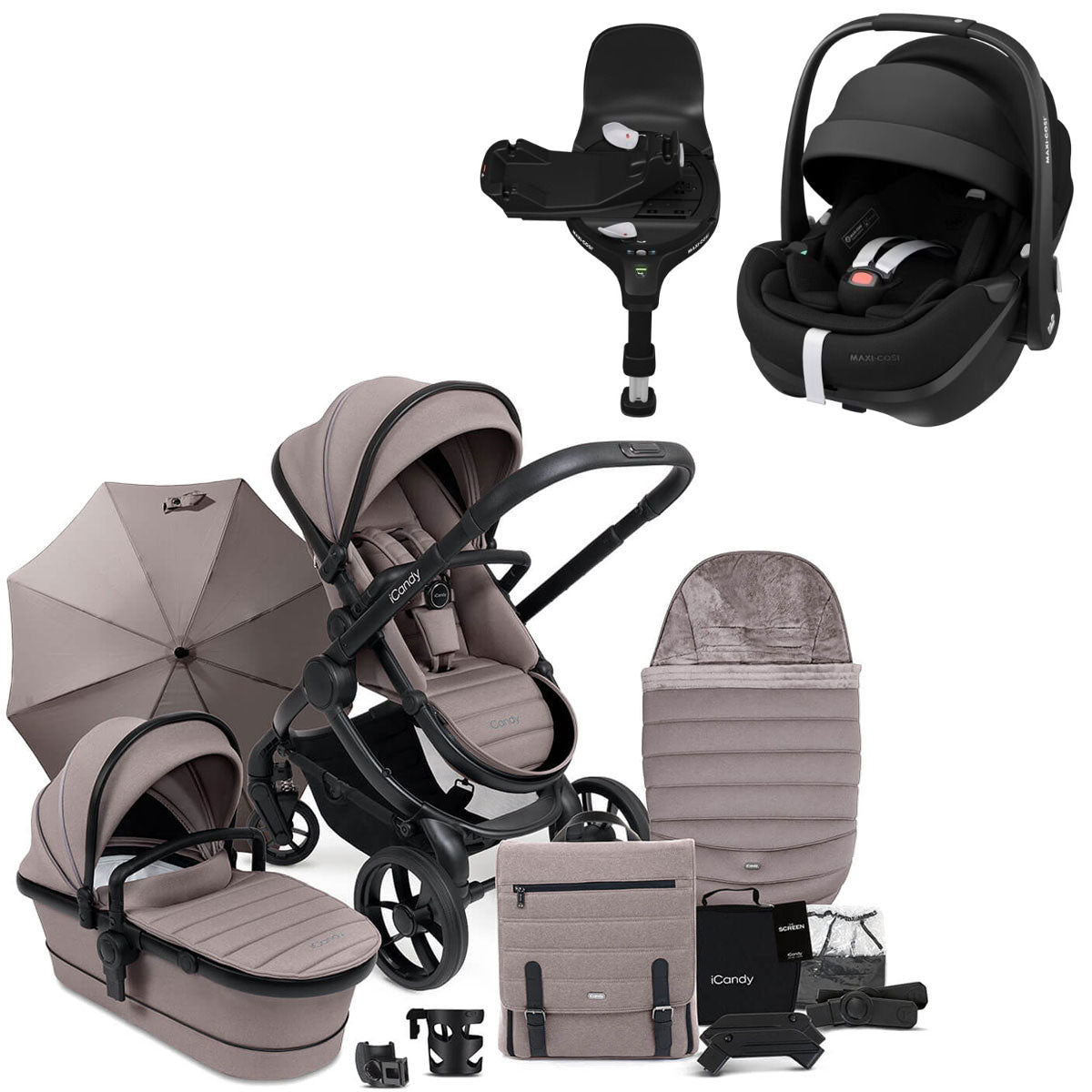 iCandy Peach 7 Travel System Bundle with Maxi-Cosi Pebble 360 Pro2 Car Seat & Base - Porcini