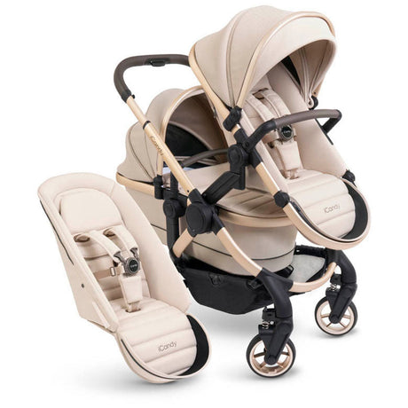 iCandy Peach 7 Double Travel System Bundle with Maxi-Cosi Pebble 360 Pro2 iSize Car Seat & Base - Biscotti 12