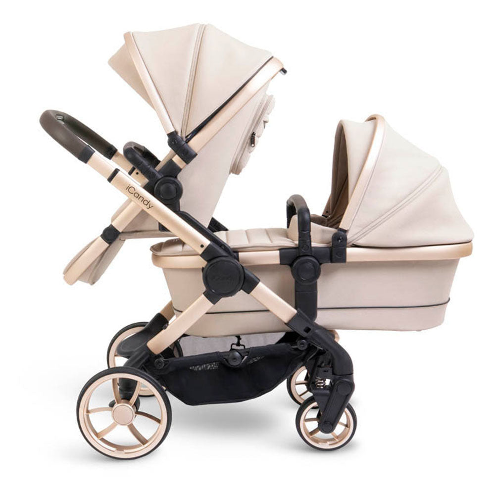 iCandy Peach 7 Double Travel System Bundle with Maxi-Cosi Pebble 360 Pro2 iSize Car Seat & Base - Biscotti 13