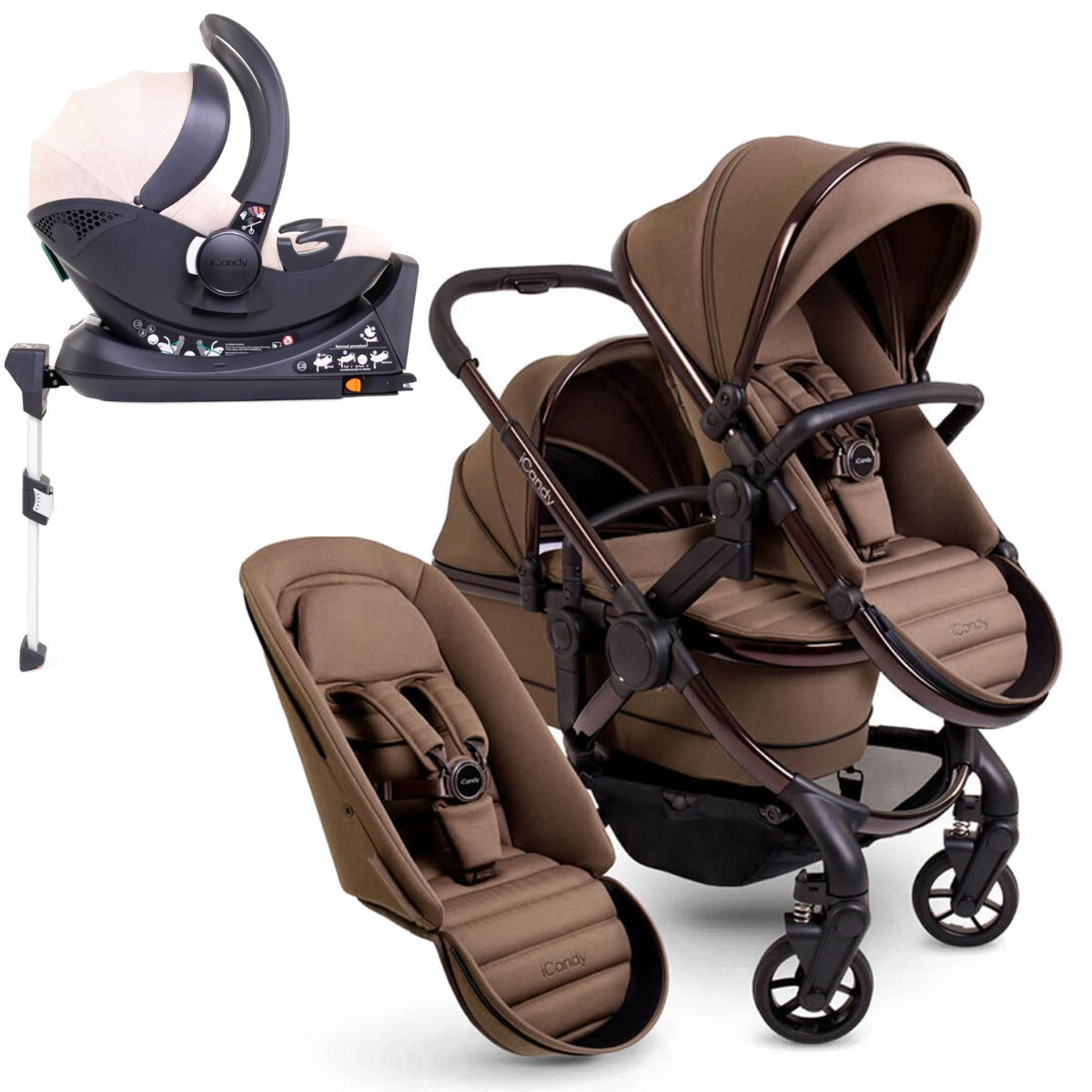 icandy stroller car seat iCandy Peach 7 Double Travel System Bundle with Cocoon iSize Car Seat
