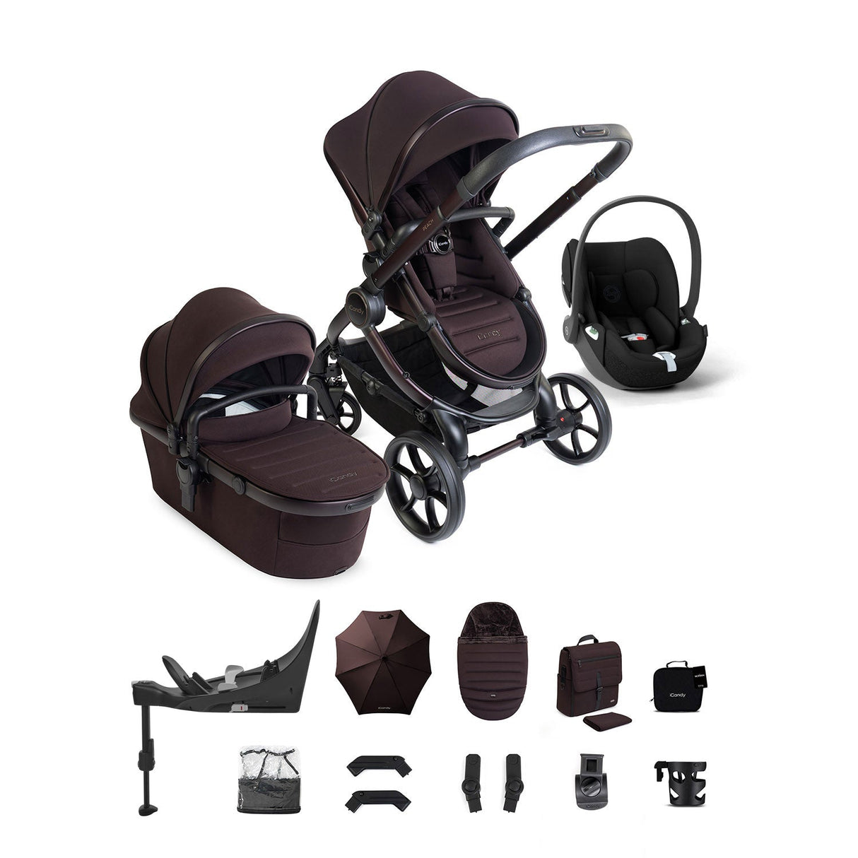 iCandy Peach 8 Editions Cybex Cloud T Car Seat & 360 Base Bundle - Coffee Bean