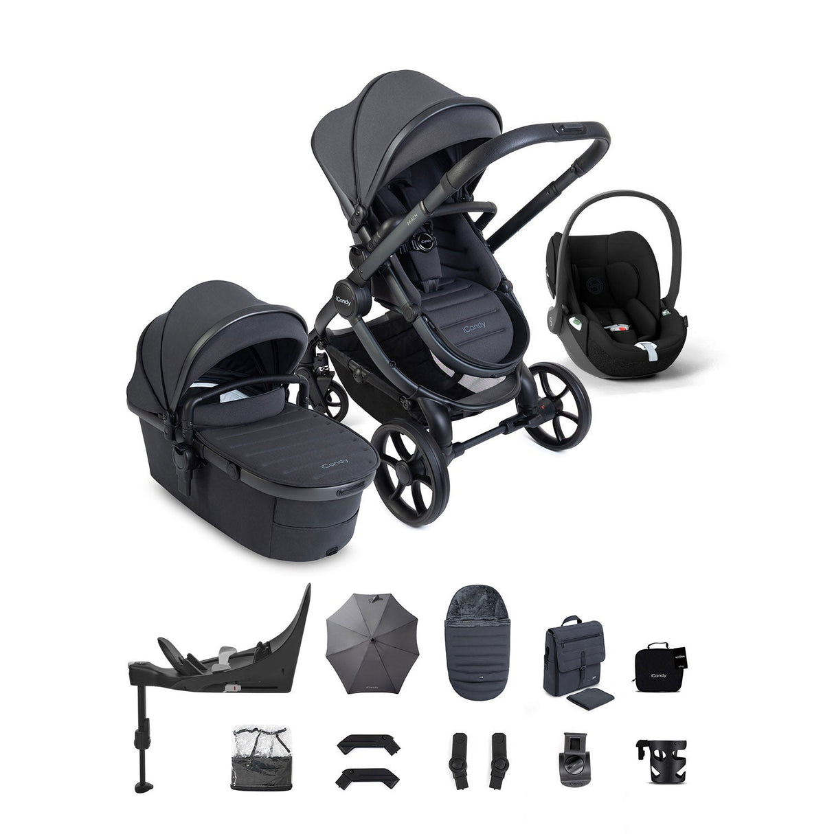 iCandy Peach 8 Cybex Cloud T Car Seat & 360 Base Bundle - Grey