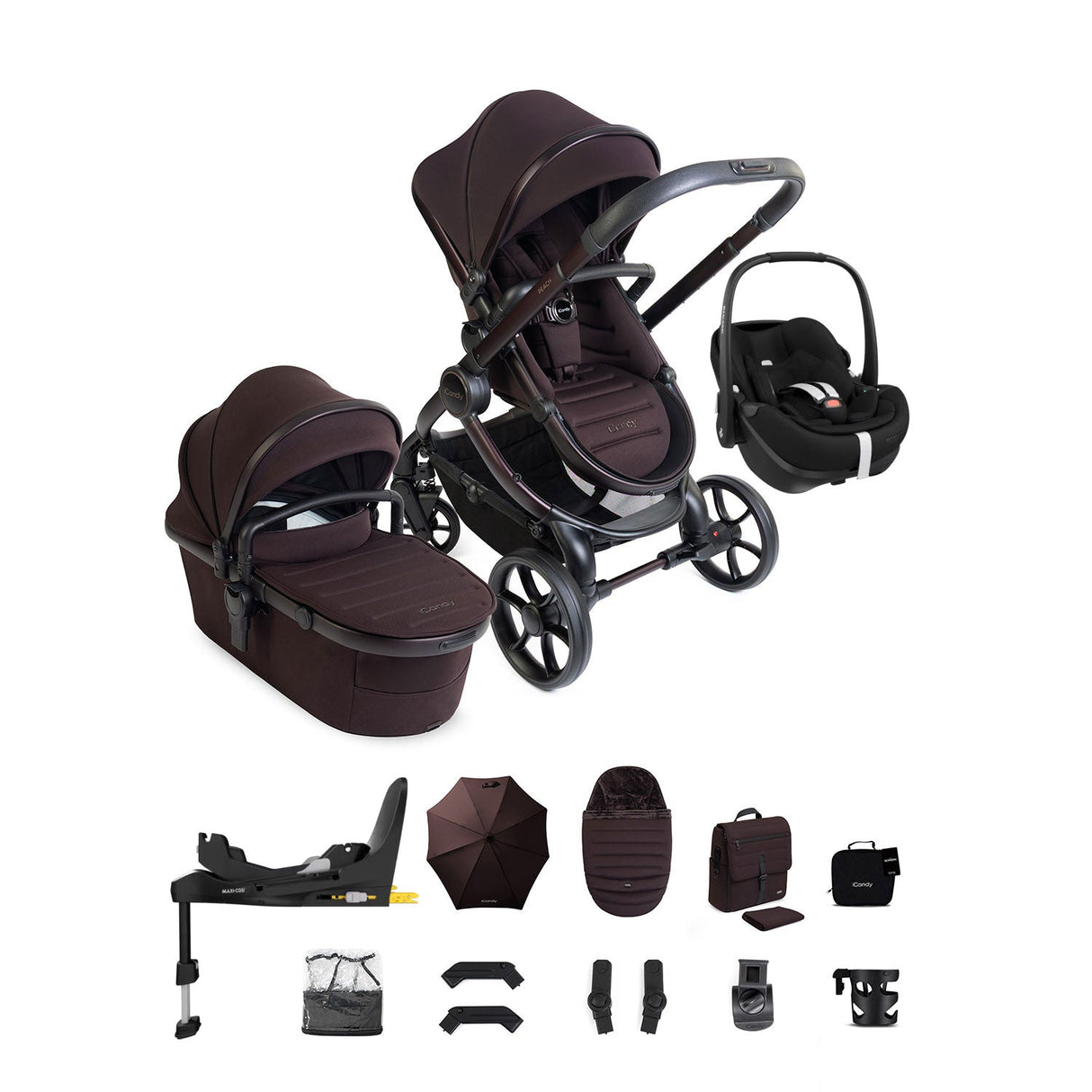 iCandy Peach 8 Editions Maxi-Cosi Pebble 360 Pro 2 Car Seat & Base Bundle - Coffee Bean
