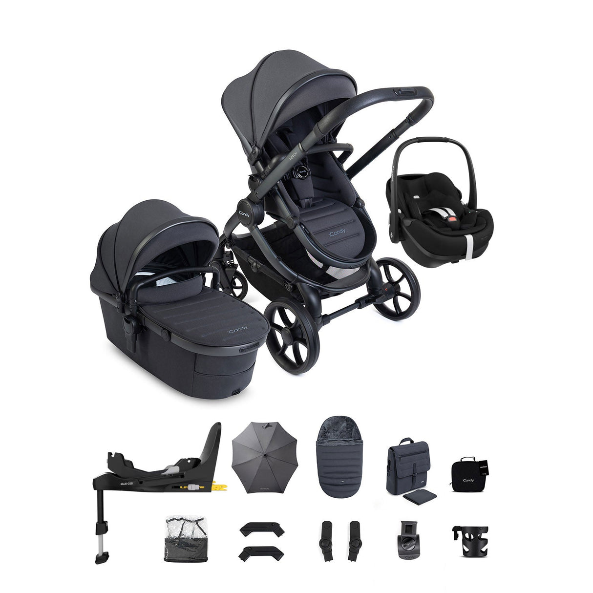 iCandy Peach 8 Maxi-Cosi Pebble 360 Pro 2 Car Seat & Base Bundle - Grey