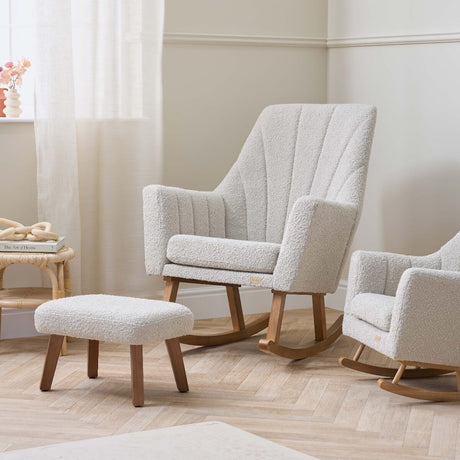 Tutti Bambini Jonah Luxe Rocking Chair & Foot Stool - Boucle Mushroom - Mushroom