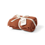 Little Green Sheep Organic Knitted Cellular Baby Blanket Terracotta