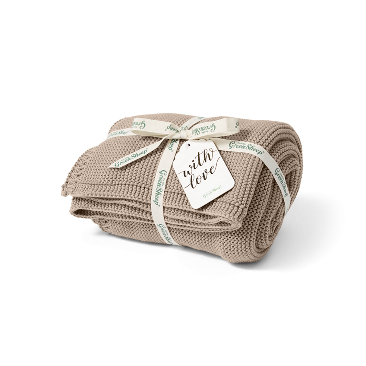 Little Green Sheep Organic Knitted Cellular Baby Blanket Truffle