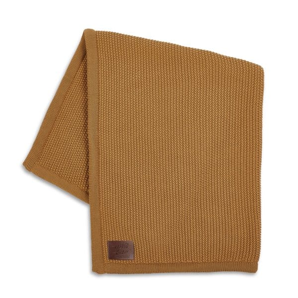 Little Green Sheep Organic Knitted Fleece Baby Blanket Honey