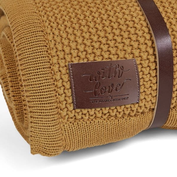 Little Green Sheep Organic Knitted Fleece Baby Blanket Honey