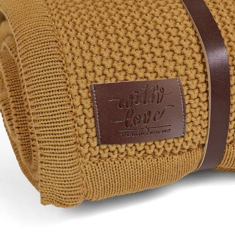 Little Green Sheep Organic Knitted Fleece Baby Blanket Honey