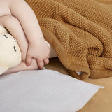 Little Green Sheep Organic Knitted Fleece Baby Blanket Honey