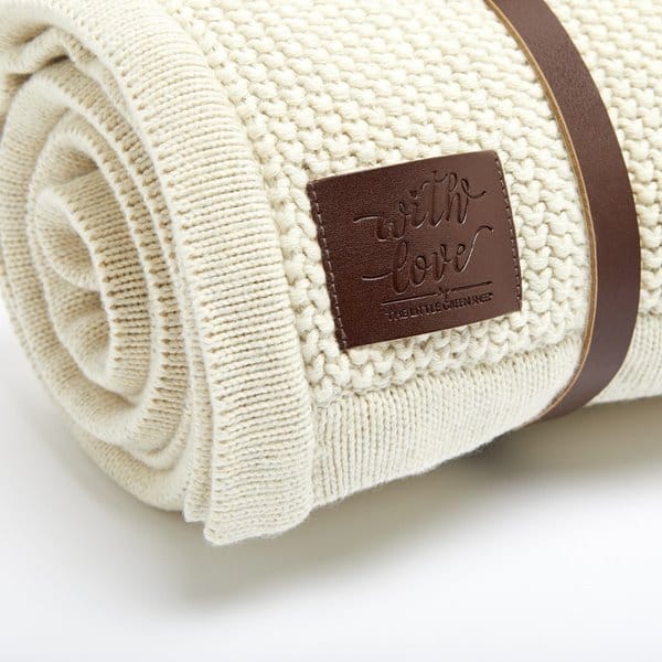 Little Green Sheep Organic Knitted Fleece Baby Blanket Linen