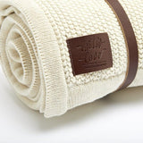 Little Green Sheep Organic Knitted Fleece Baby Blanket Linen