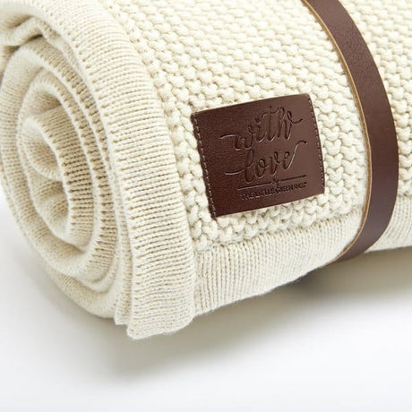 Little Green Sheep Organic Knitted Fleece Baby Blanket Linen