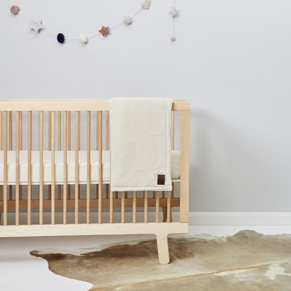 Little Green Sheep Organic Knitted Fleece Baby Blanket Linen