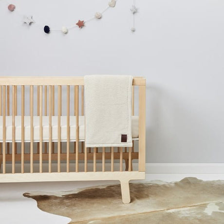 Little Green Sheep Organic Knitted Fleece Baby Blanket Linen