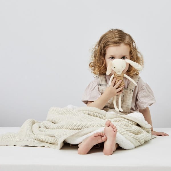 Little Green Sheep Organic Knitted Fleece Baby Blanket Linen